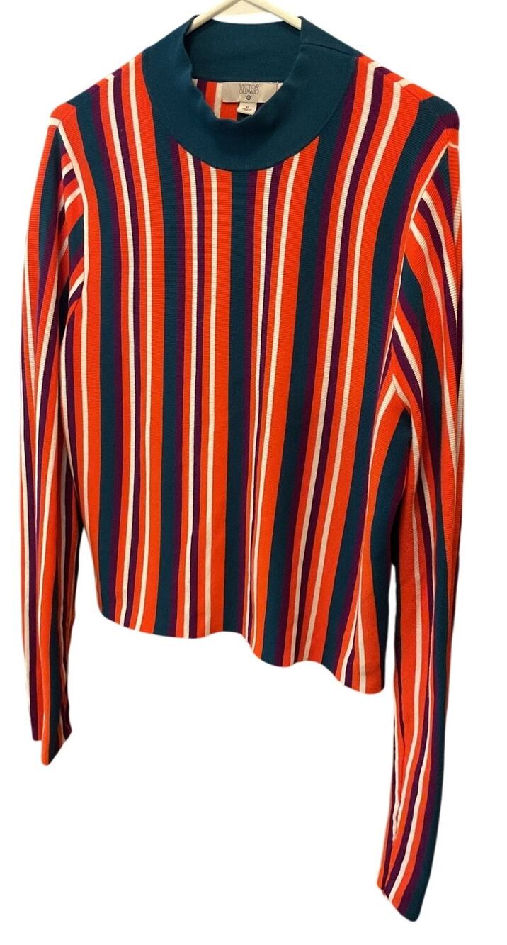 Victor Glemaud Striped Mock Neck Sweater Multicolor XL Beautiful